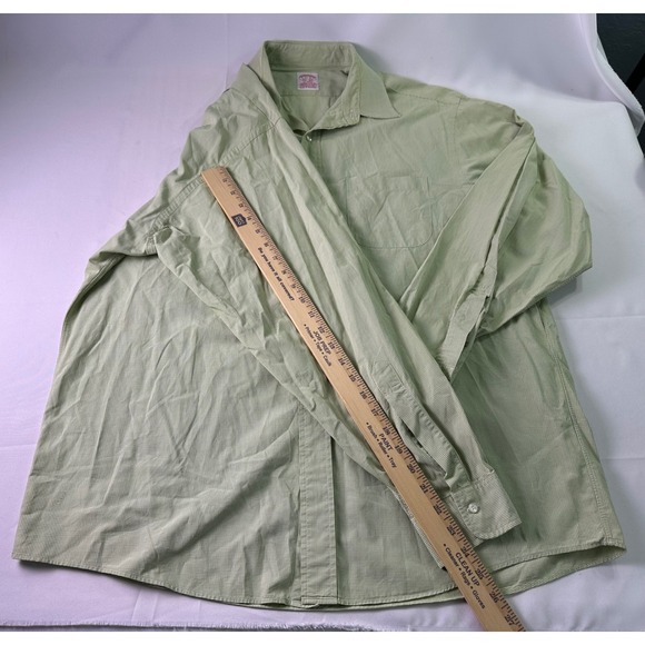 Brooks Brothers Button Down Shirt Mens Size 17 Green Gingham Check Long Sleeve - Picture 5 of 9